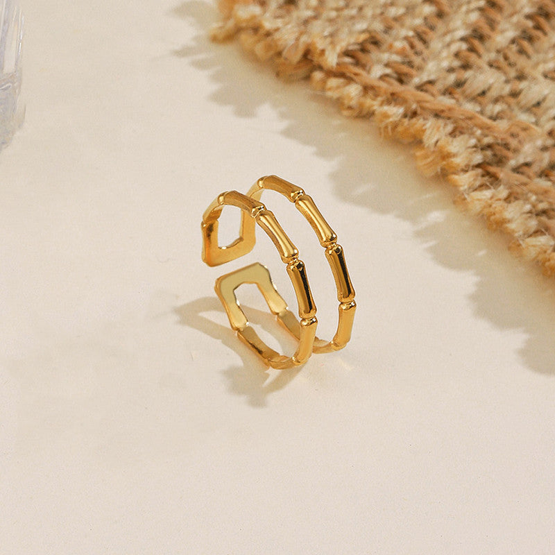 Bamboo Style Adjustable Anti Tarnish Finger Ring