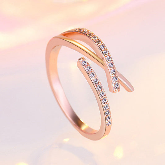 Rose Gold Criss Cross Anti Tarnish Finger Ring