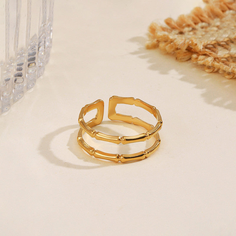 Bamboo Style Adjustable Anti Tarnish Finger Ring