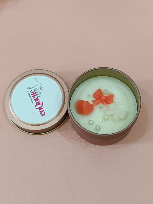 Rose Gold Matt Tin Candle Jar-red bow