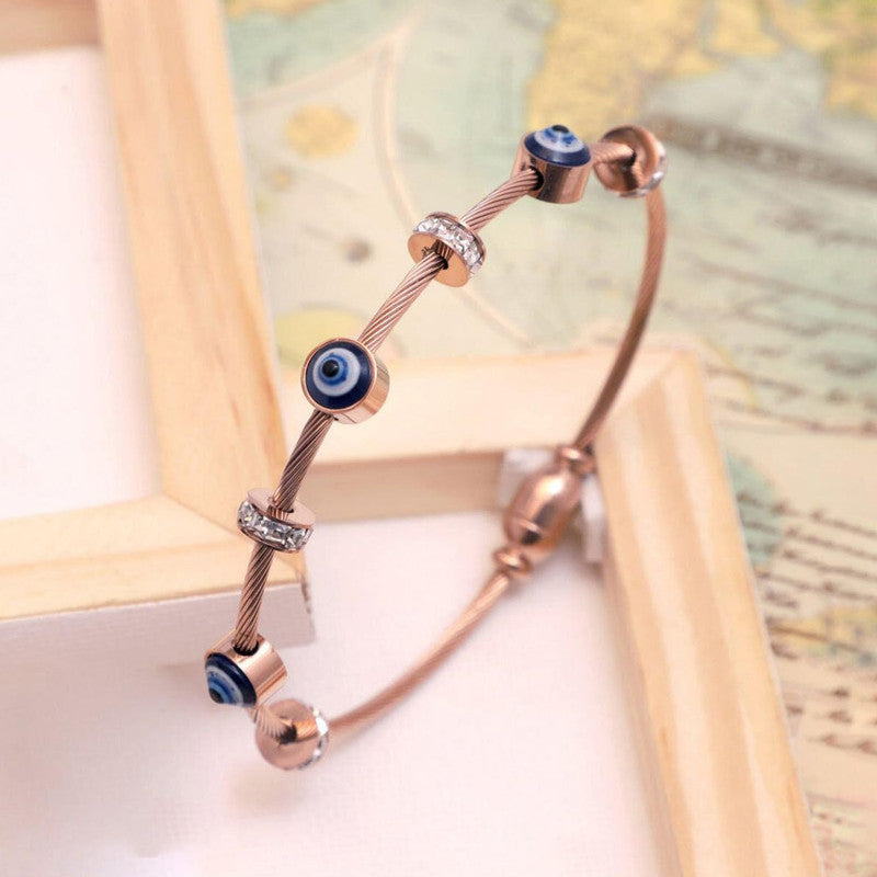 Rose Gold Guardian Evil Eye Bracelet Anti Tarnish