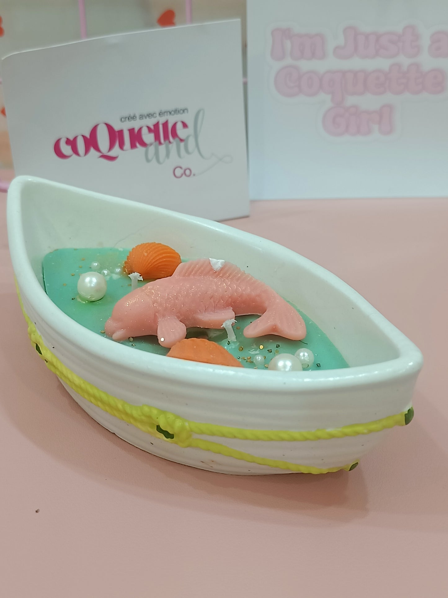 Fish on a boat with ceramic container