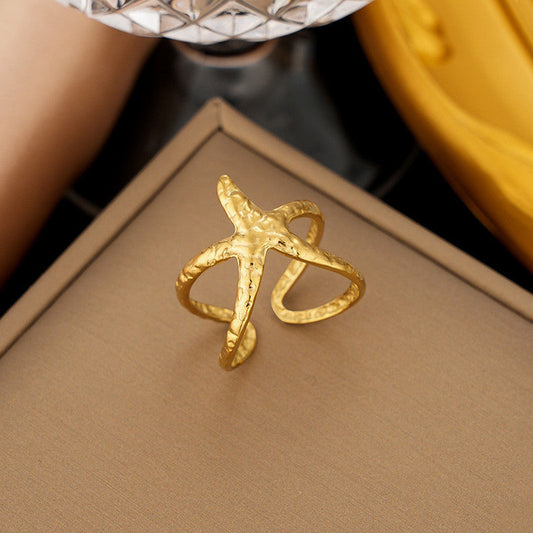 Golden Starfish Anti Tarnish Finger Ring