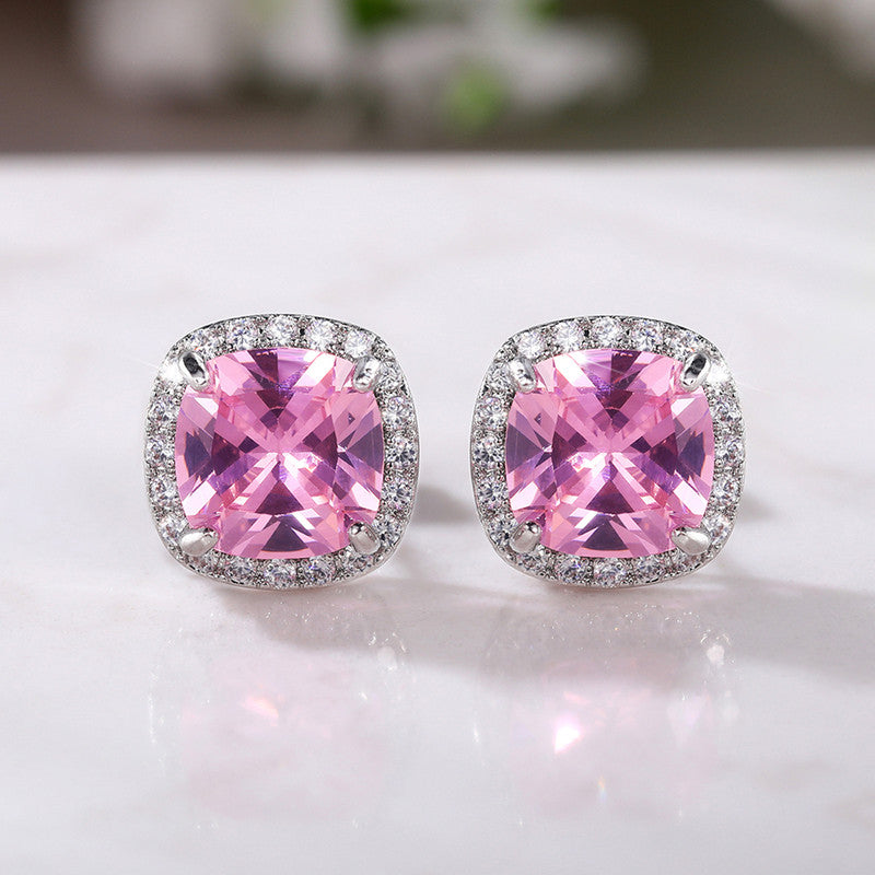 Pink Frost Crushed Ice Studs Anti Tarnish Earrings