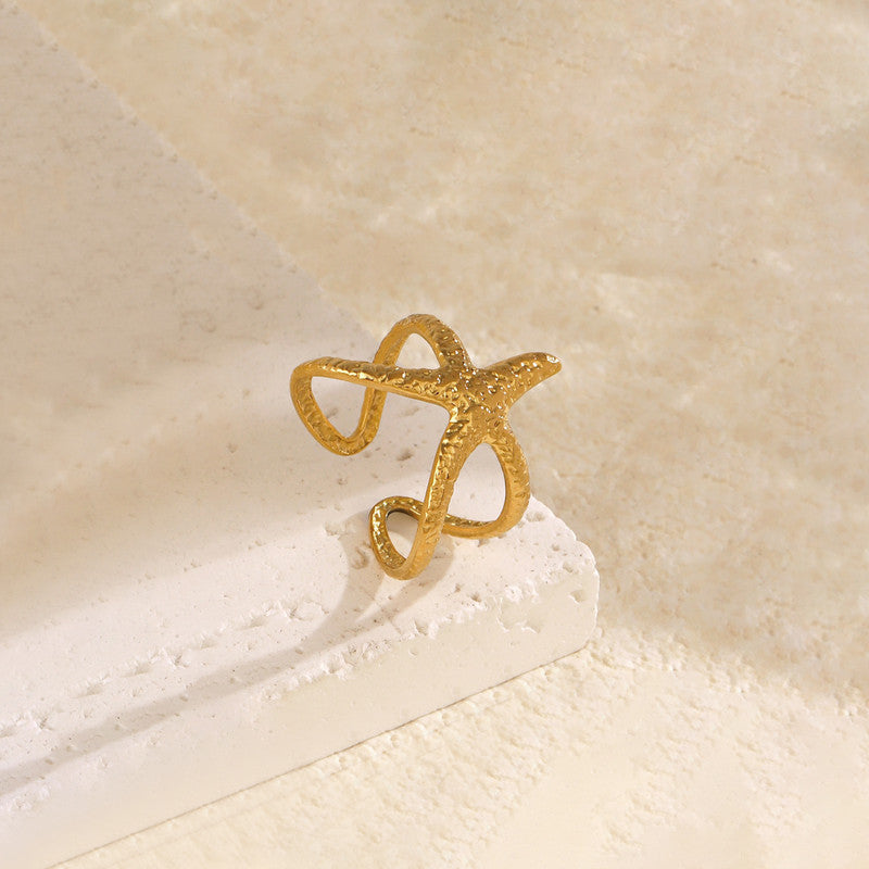 Golden Starfish Anti Tarnish Finger Ring