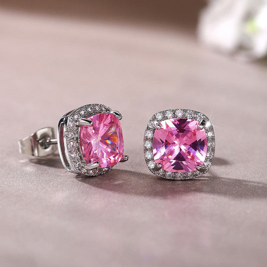 Pink Frost Crushed Ice Studs Anti Tarnish Earrings