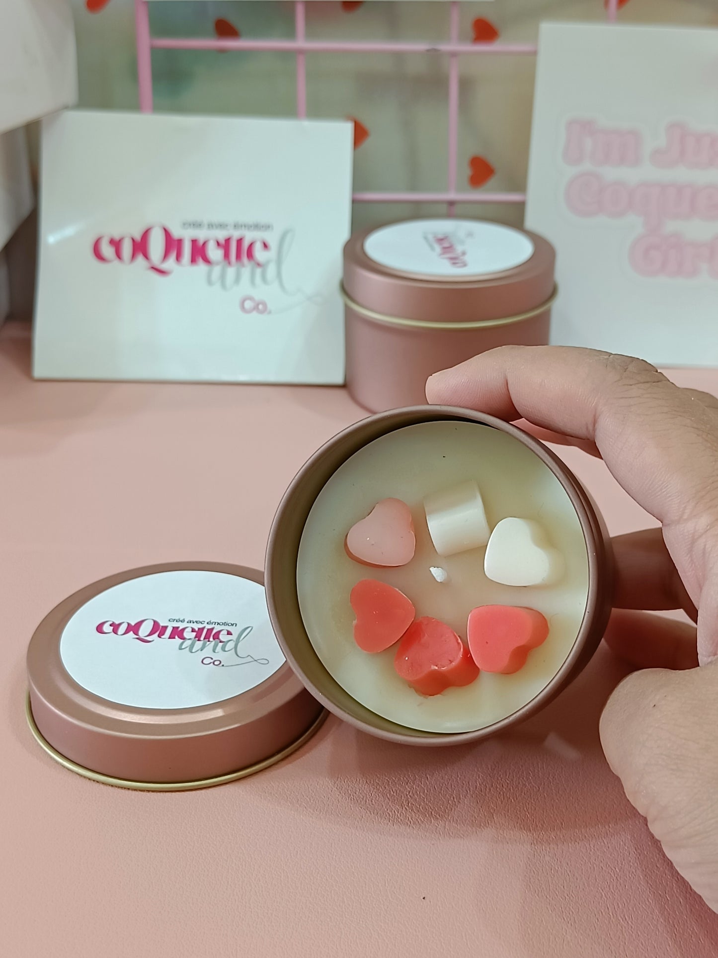 Rose Gold Matt Tin Candle Jar- mini hearts