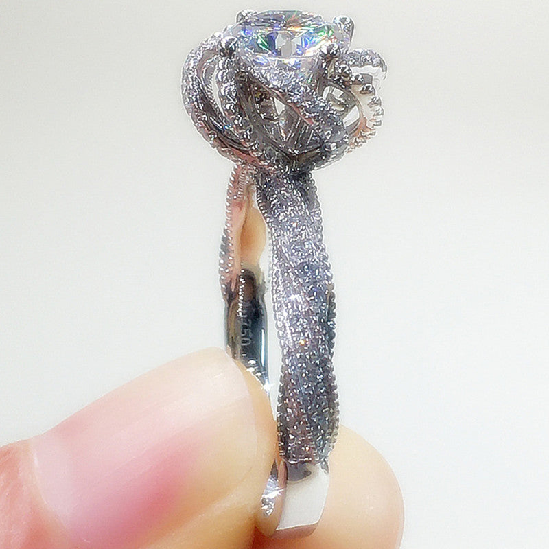 Twisted Ice Silver-Plated Crushed Diamond Ring