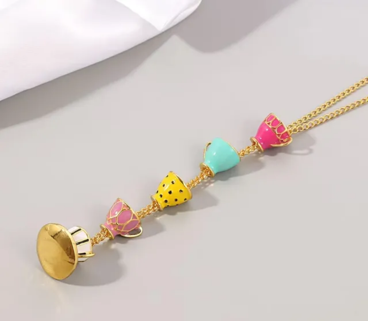 Cup Plate Contemporary Necklace for chai lover