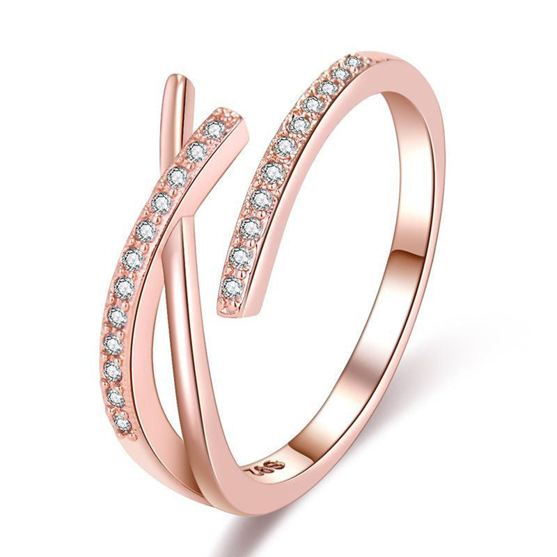 Rose Gold Criss Cross Anti Tarnish Finger Ring