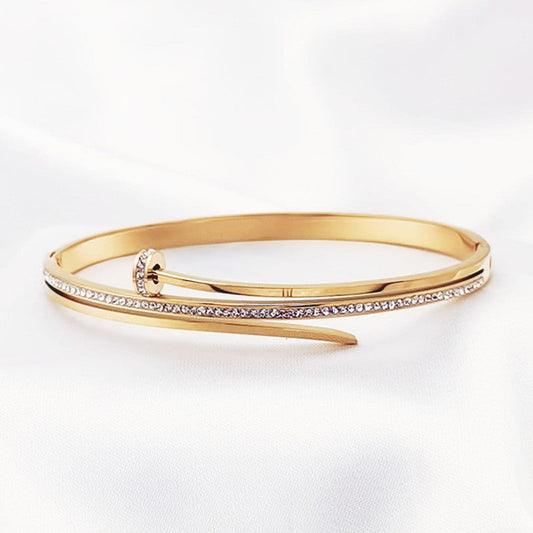Golden Nail Loop Anti Tarnish Bracelet