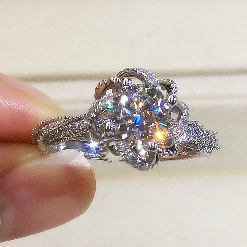 Twisted Ice Silver-Plated Crushed Diamond Ring