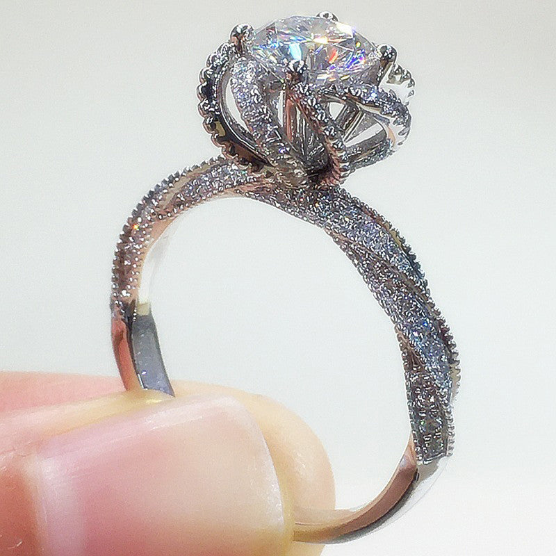 Twisted Ice Silver-Plated Crushed Diamond Ring