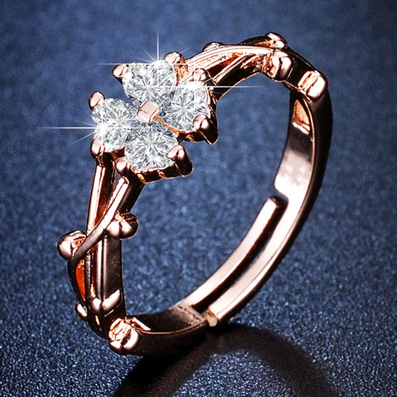 Rosaline Bloom Rose Gold Anti Tarnish Finger Ring