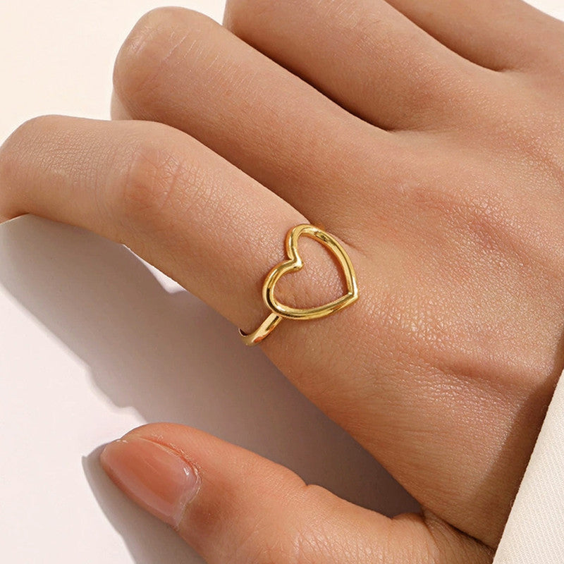 Hollow Heart Inspired Anti Tarnish Finger Ring